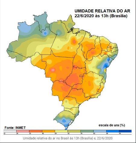 Mapa umidade relativa do ar - Inmet/Climatempo 2306